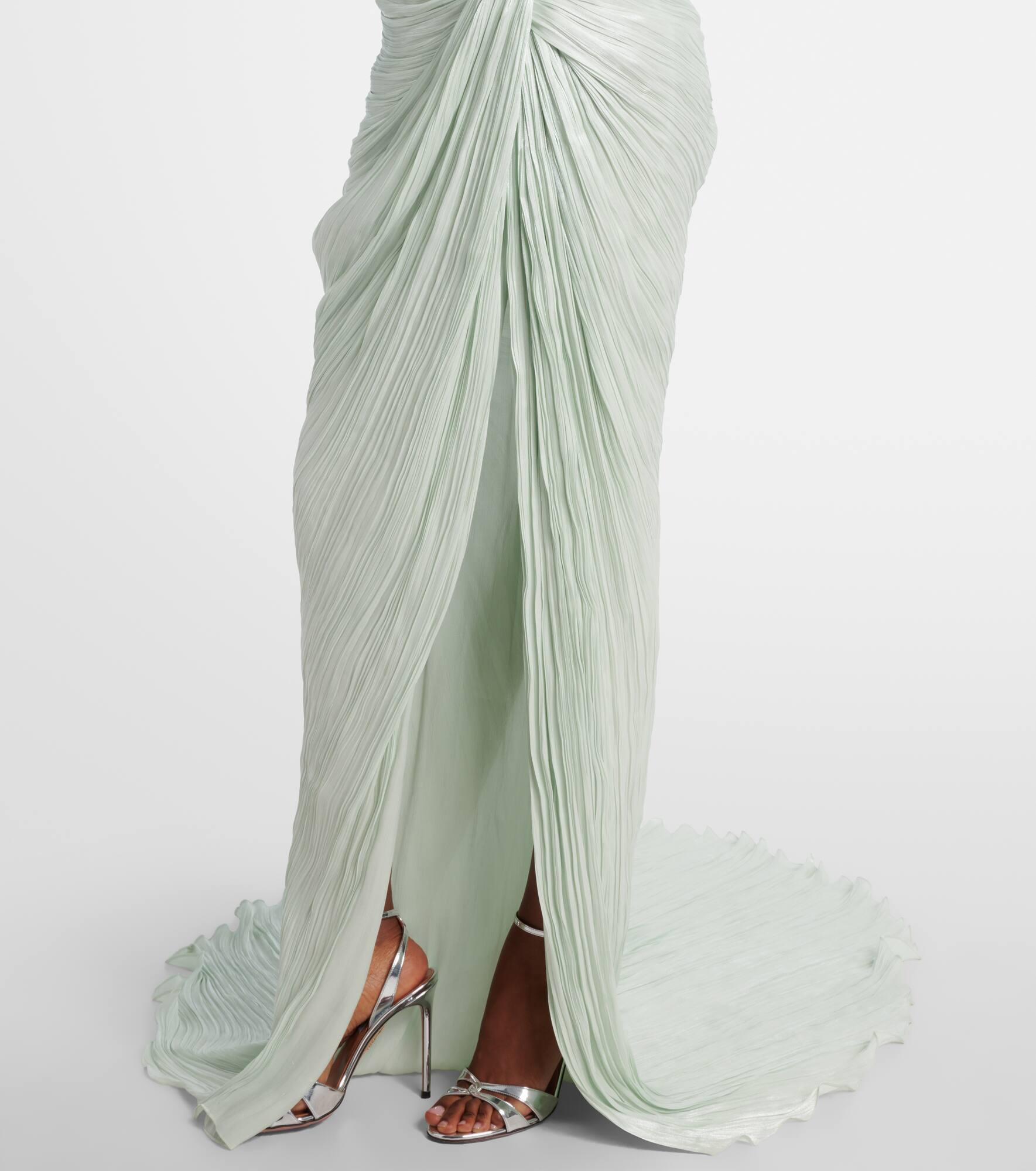 Asymmetric off-shoulder bustier gown - 5