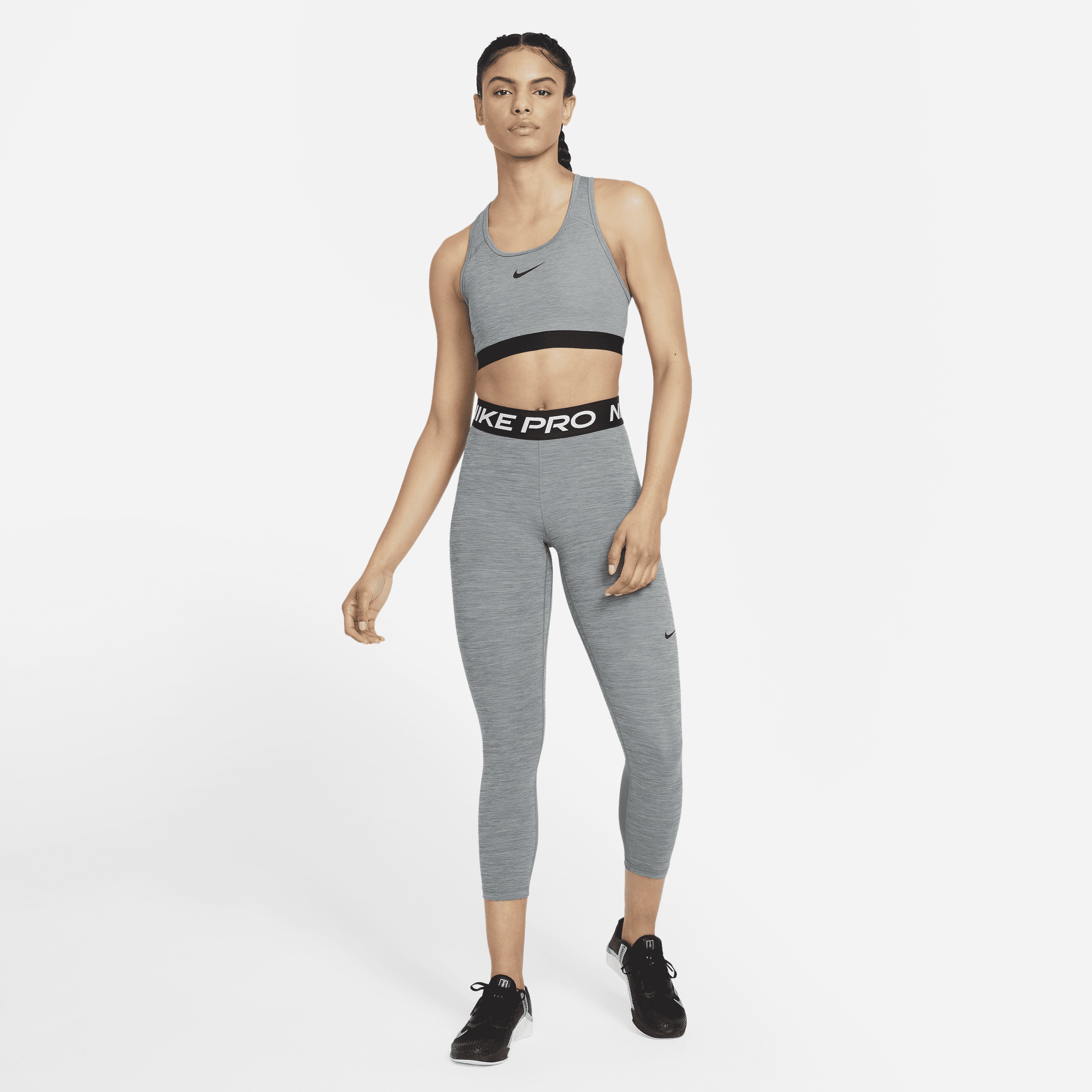 Women's Nike Pro Mid-Rise Crop Mesh Panel Leggings - 8