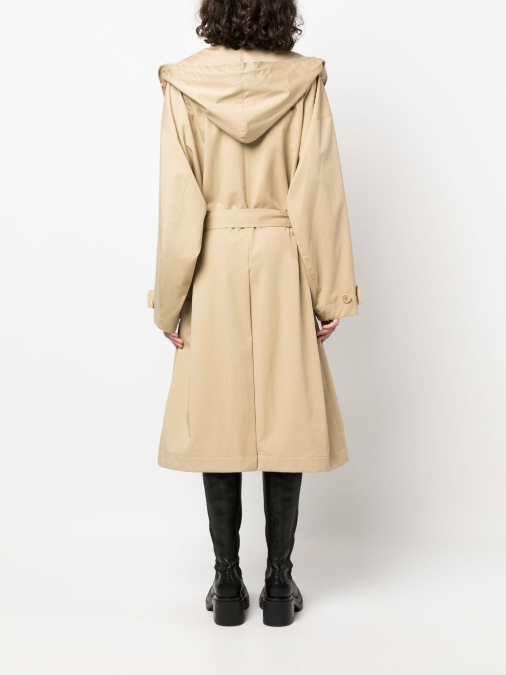 hooded double-breasted trench coat - 4