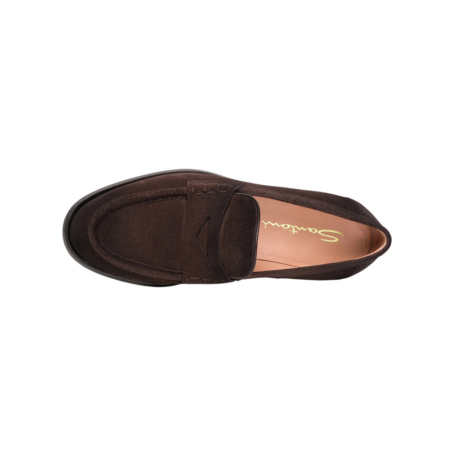 Women's dark brown suede penny loafer - 4