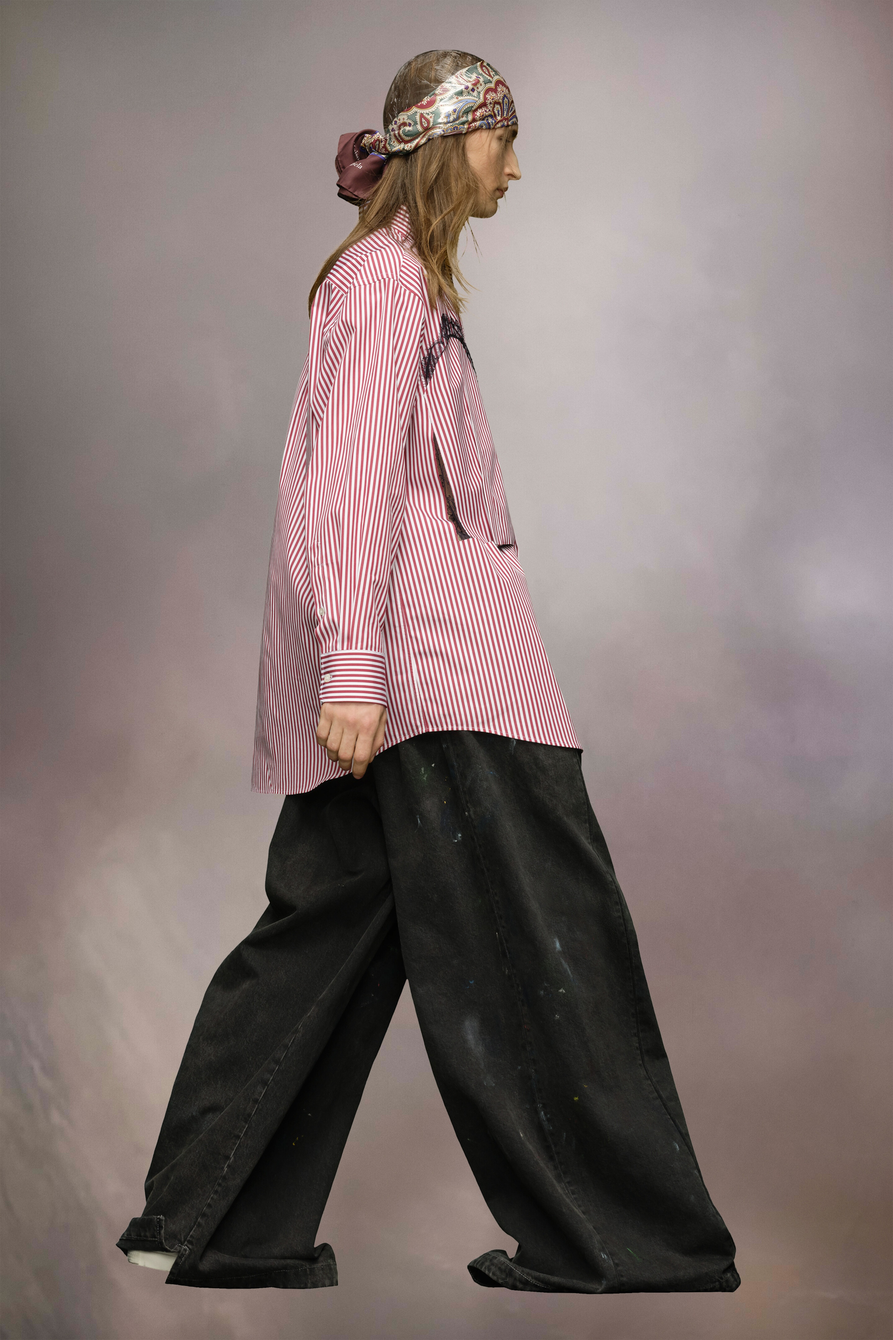 Pinstripe lace shirt - 3