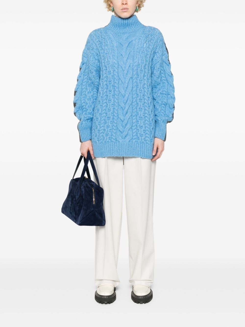 two-tone cable-knit jumper - 2