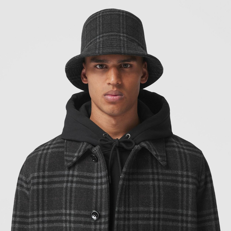 Check Wool Cashmere Bucket Hat 4