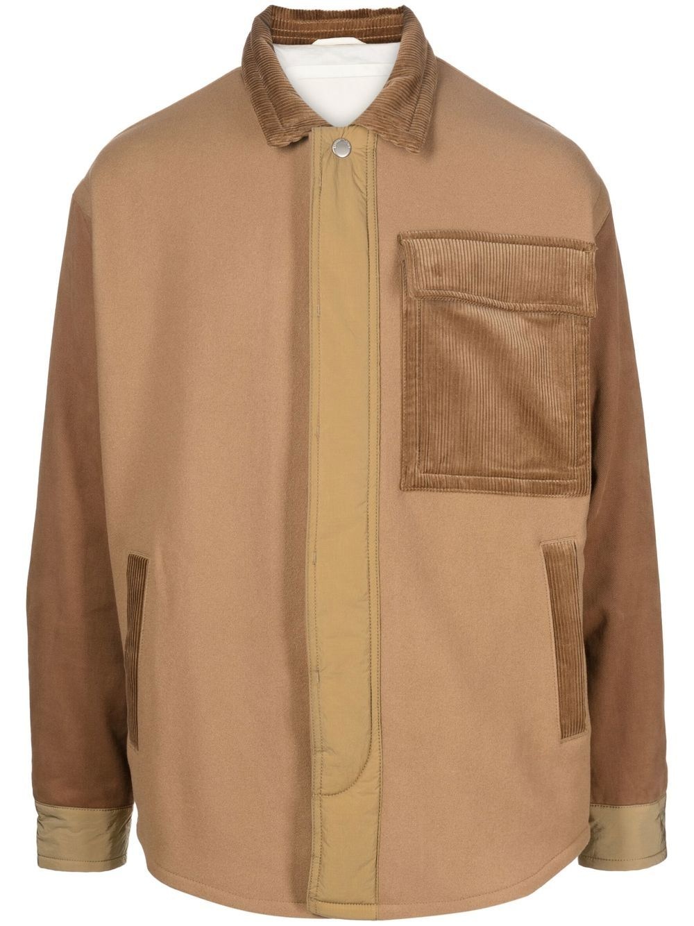 corduroy-detail shirt jacket - 1