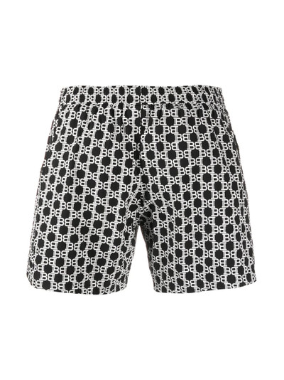 Balmain Short de natação com estampa de logo outlook