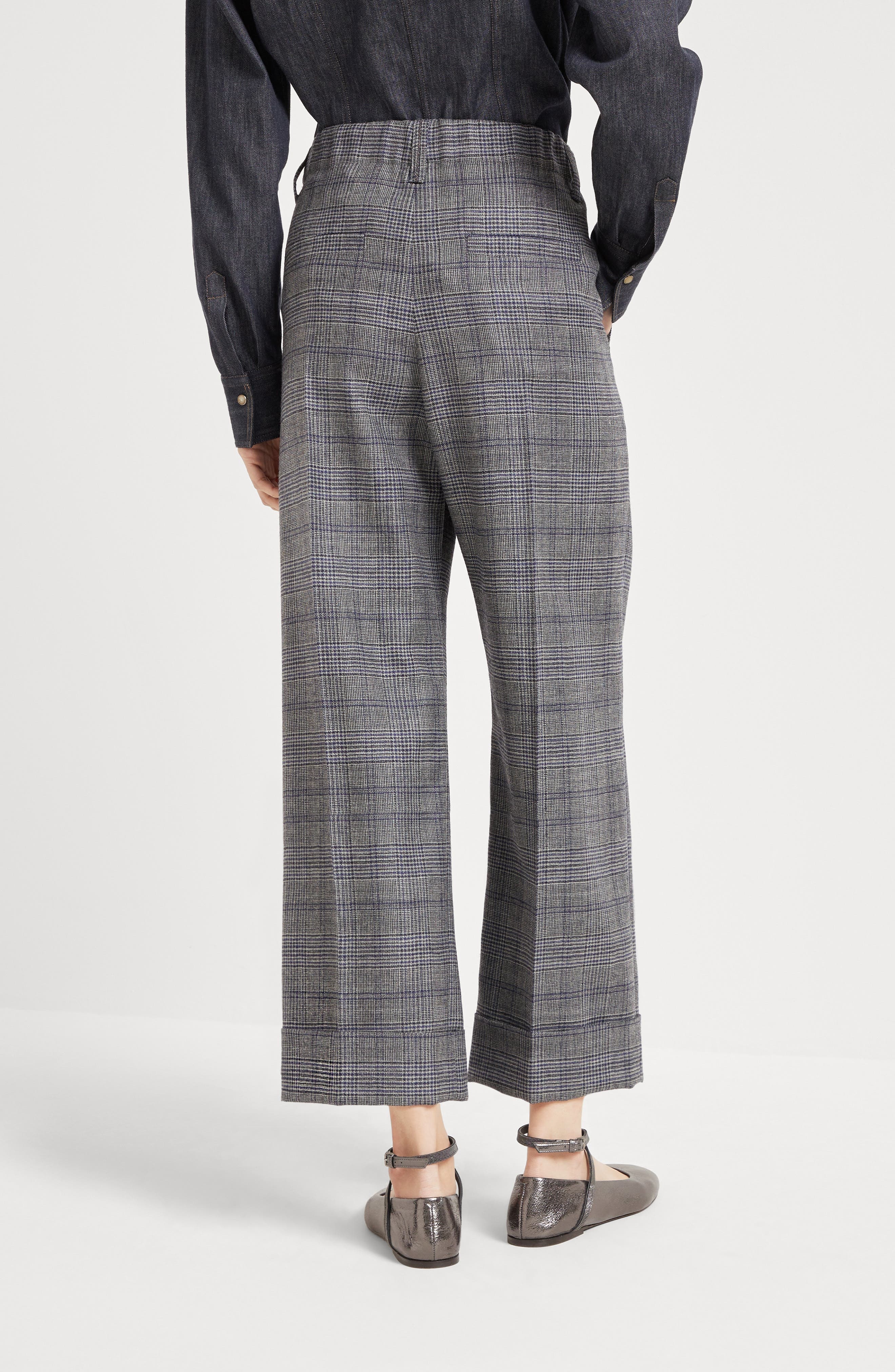 Brunello Cucinelli Prince of Wales trousers in Grey at Nordstrom - 3