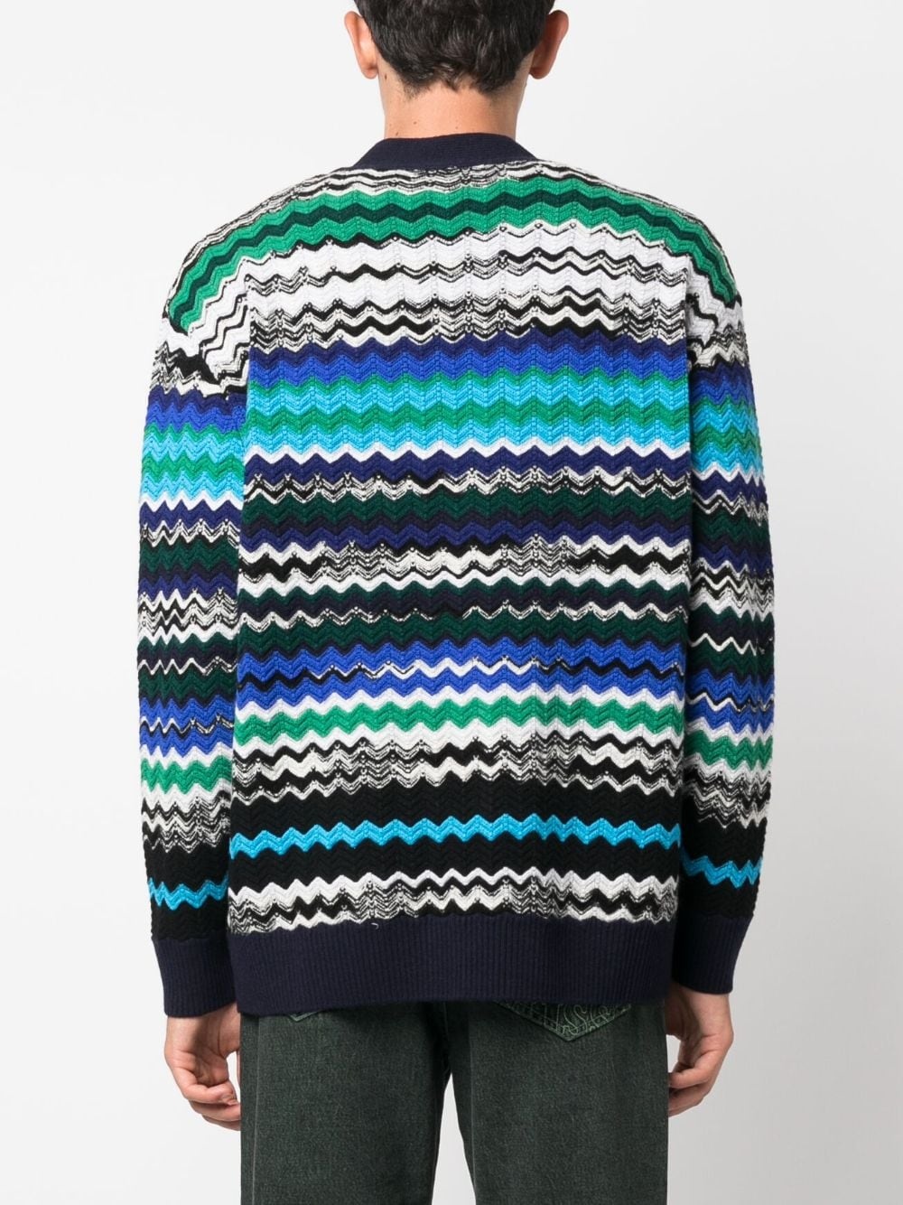 zig-zag knitted wool-blend cardigan - 4