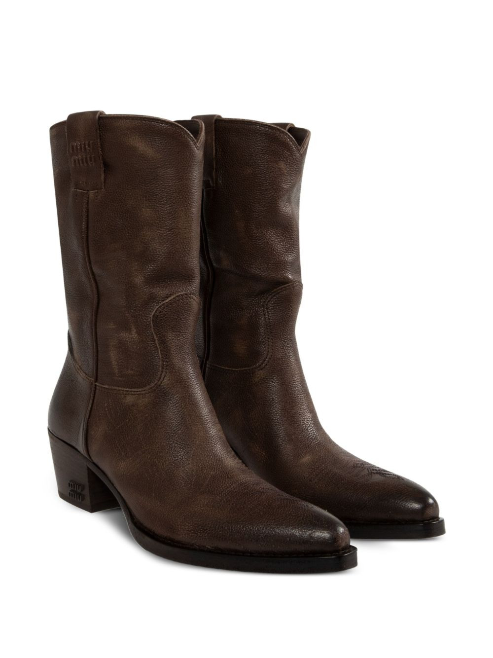 45mm leather cowboy boots - 2