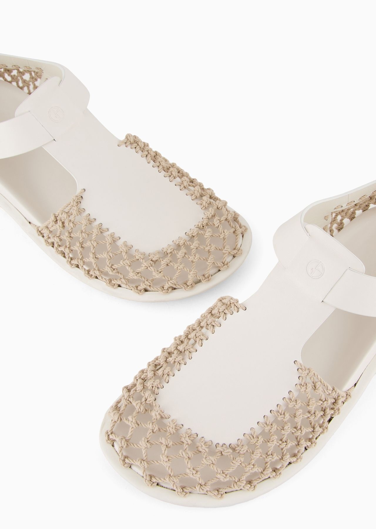 Braided leather and cotton sandals - 5