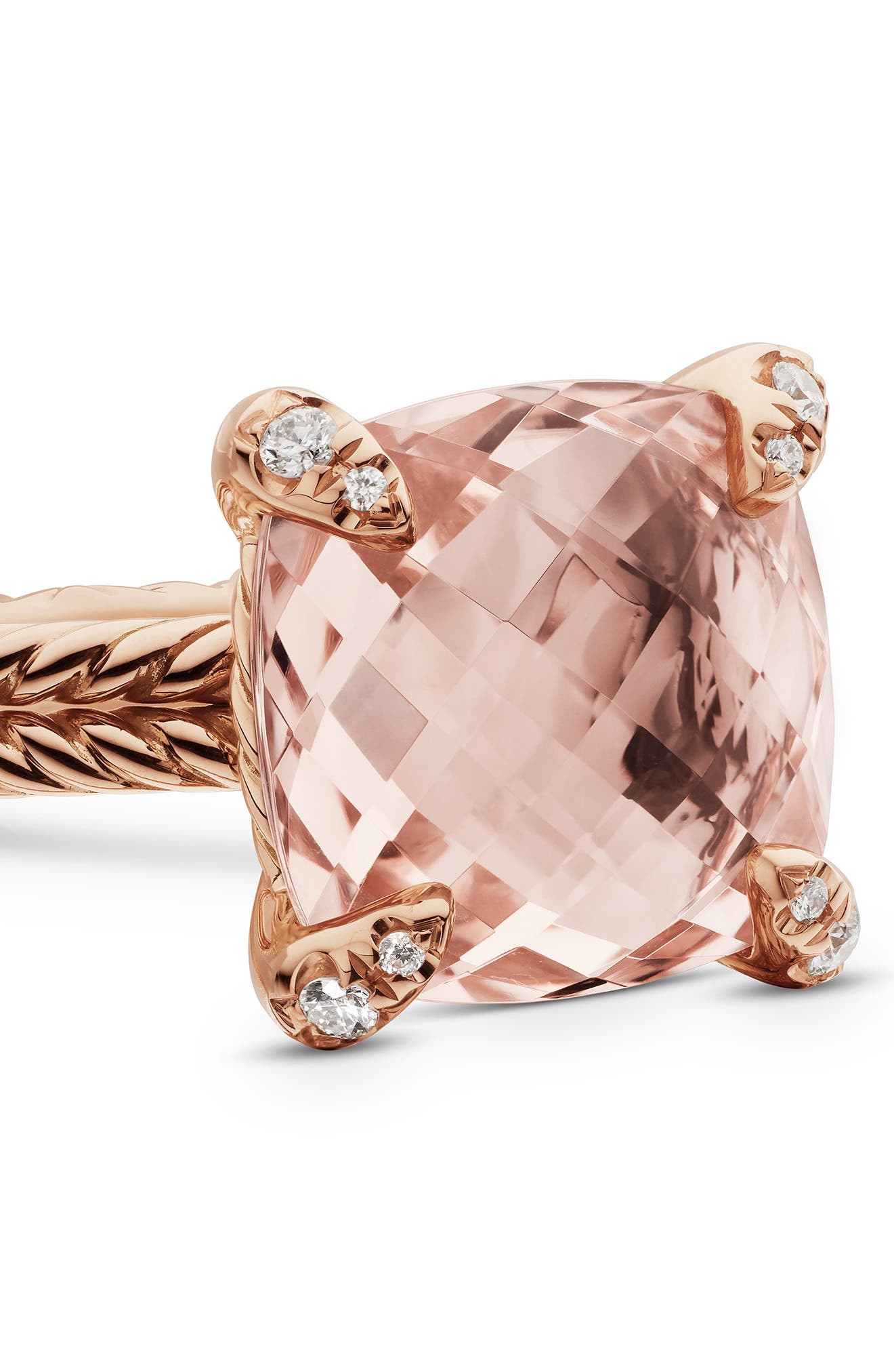 David Yurman Châtelaine® Morganite & Diamond Ring in 18K Rose Gold in Rose Gold/Diamond/Morganite at - 4
