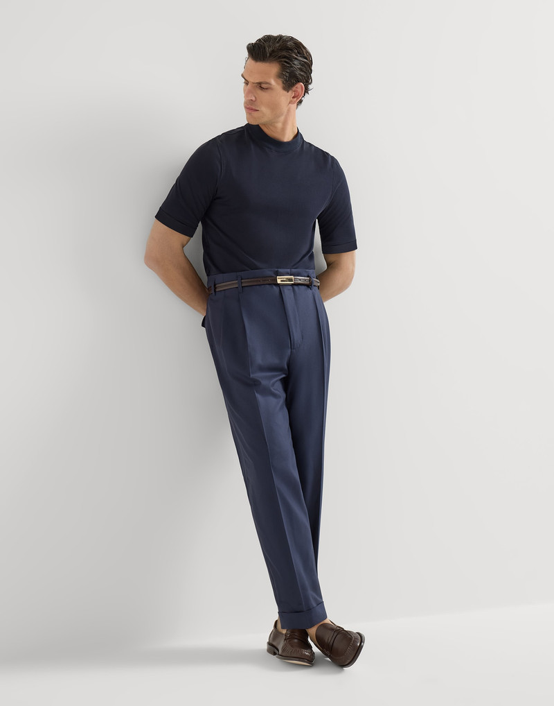Virgin wool chevron trousers with double pleats 5