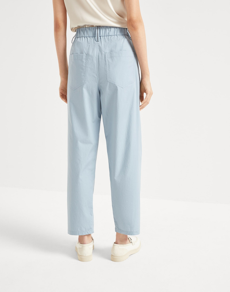 Brunello Cucinelli Lightweight poplin five-pocket track trousers with monili outlook
