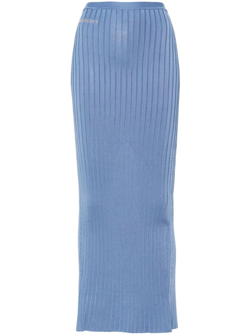 jacquard-logo ribbed maxi skirt 1