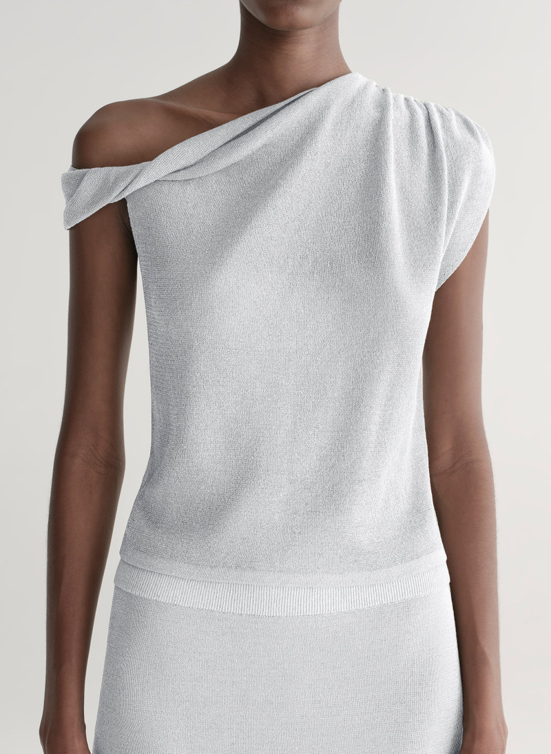 Mona Metallic Knit Asymmetric Top 3