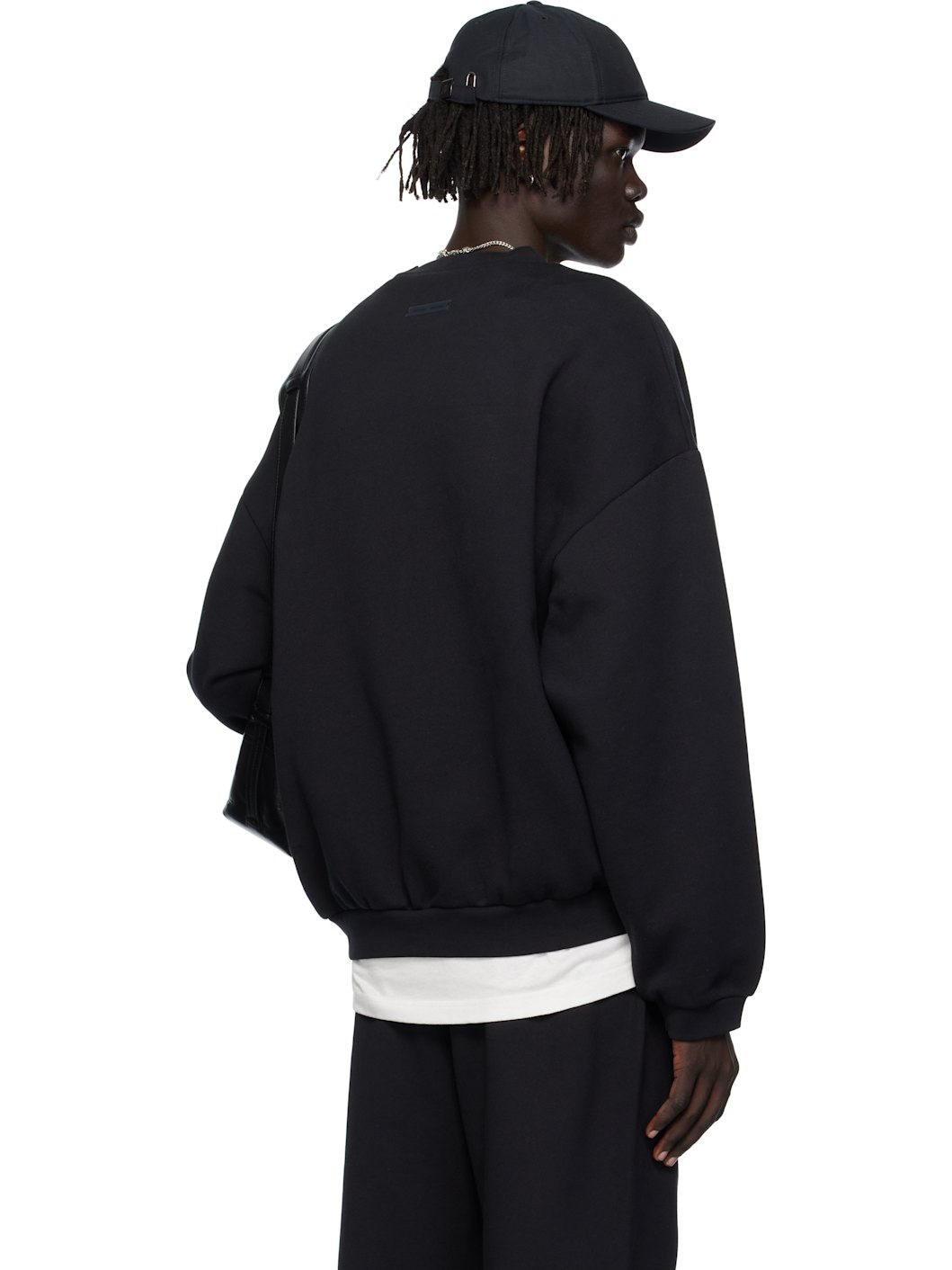 Black 90s Fit Fleece Crewneck Sweatshirt - 3