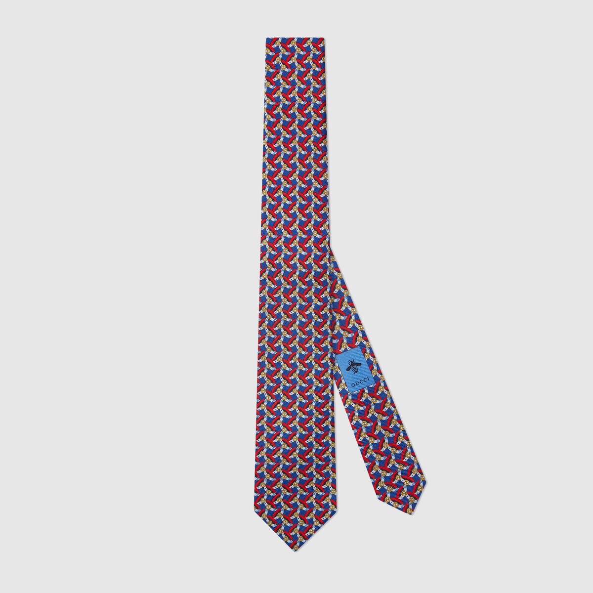 Round Interlocking G belts print silk tie - 1
