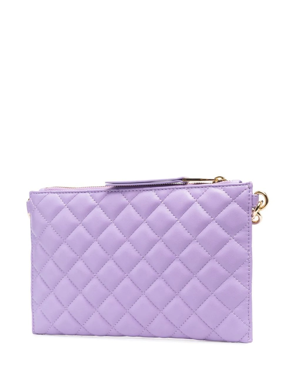 logo-charm quilted clutch bag - 4