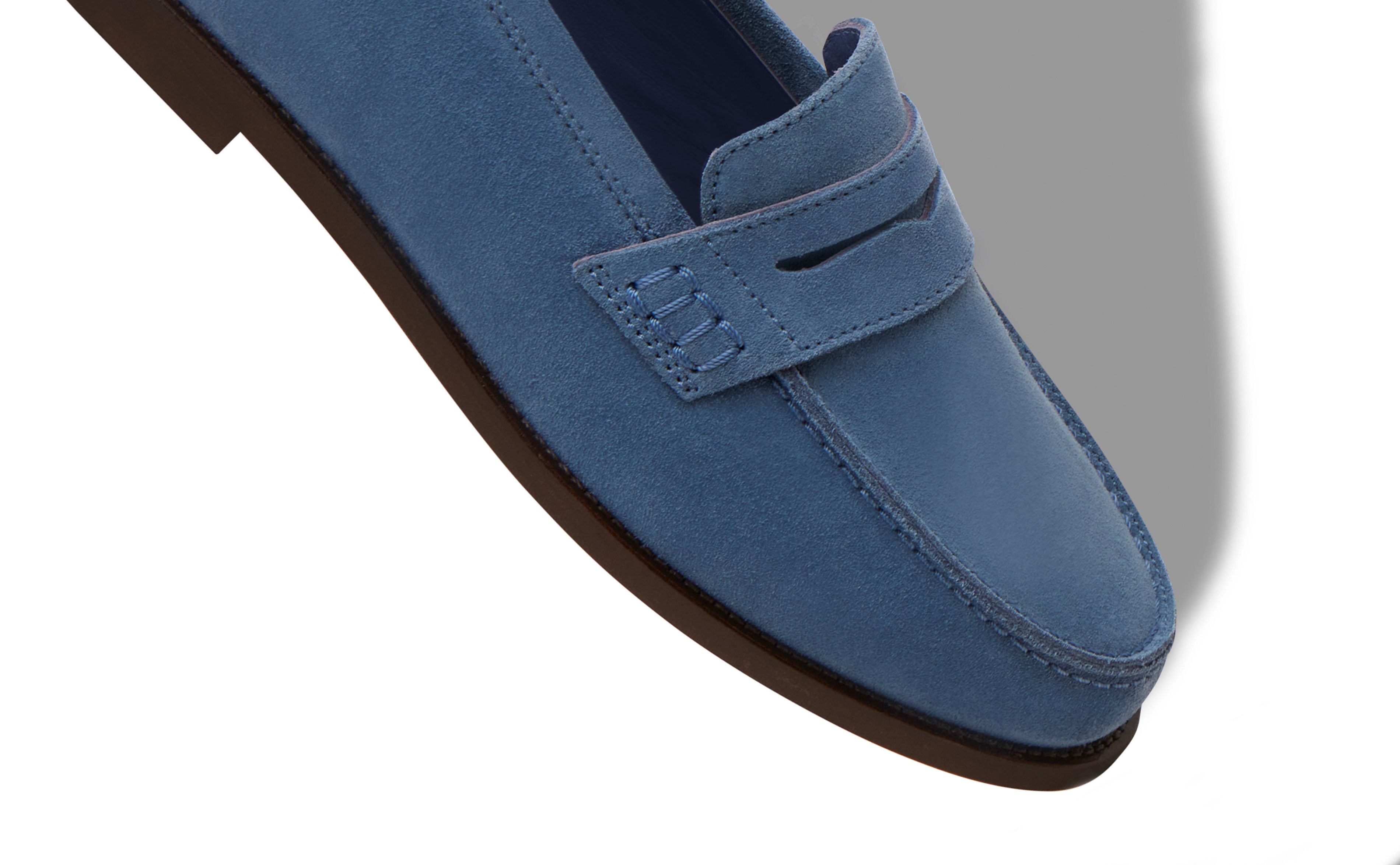 Bright Blue Suede Penny Loafers - 4
