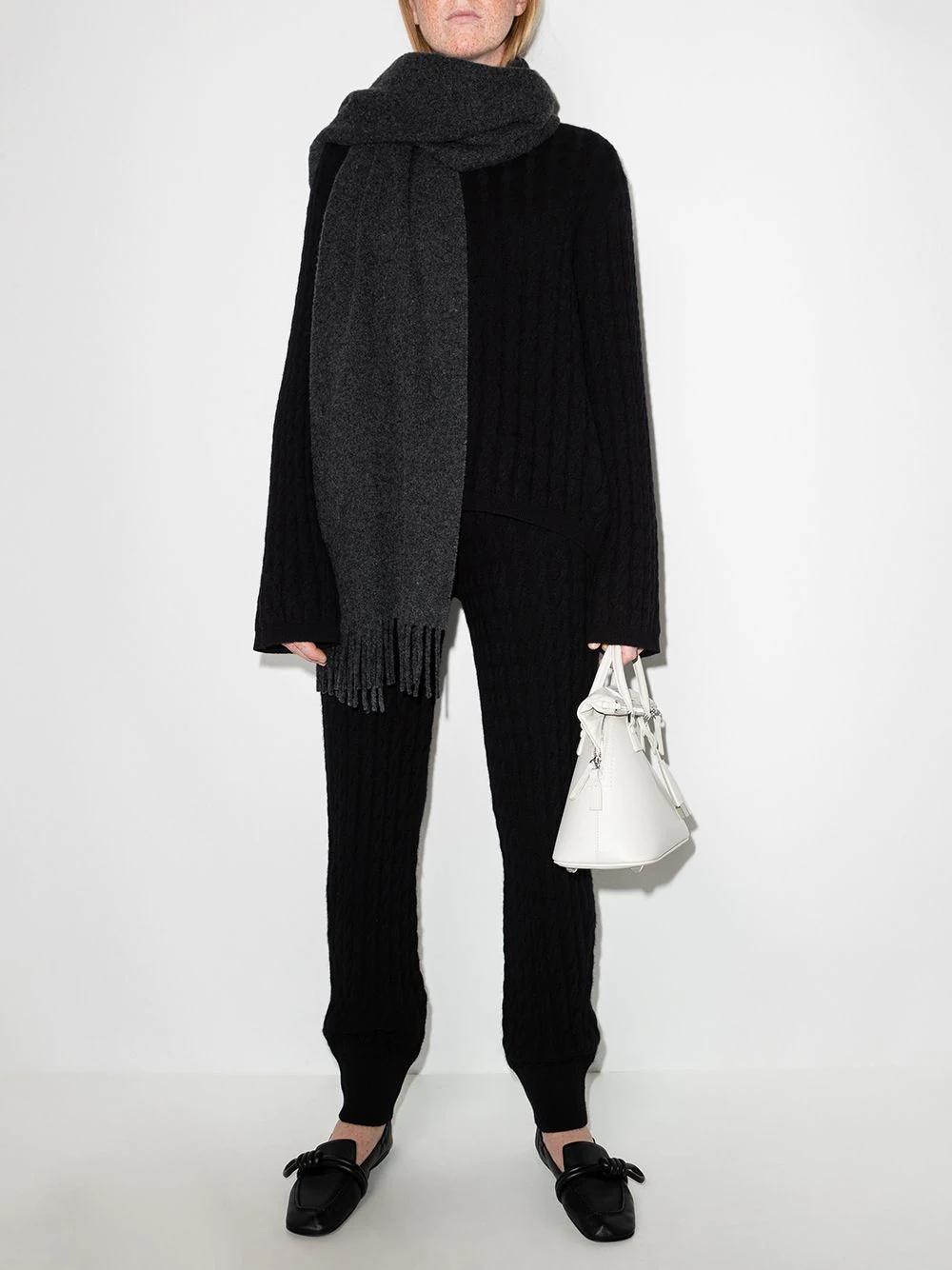 fringed-edge wool scarf - 2