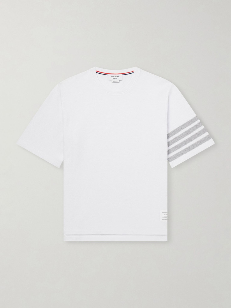 Striped Cotton-Piqué T-Shirt White 1