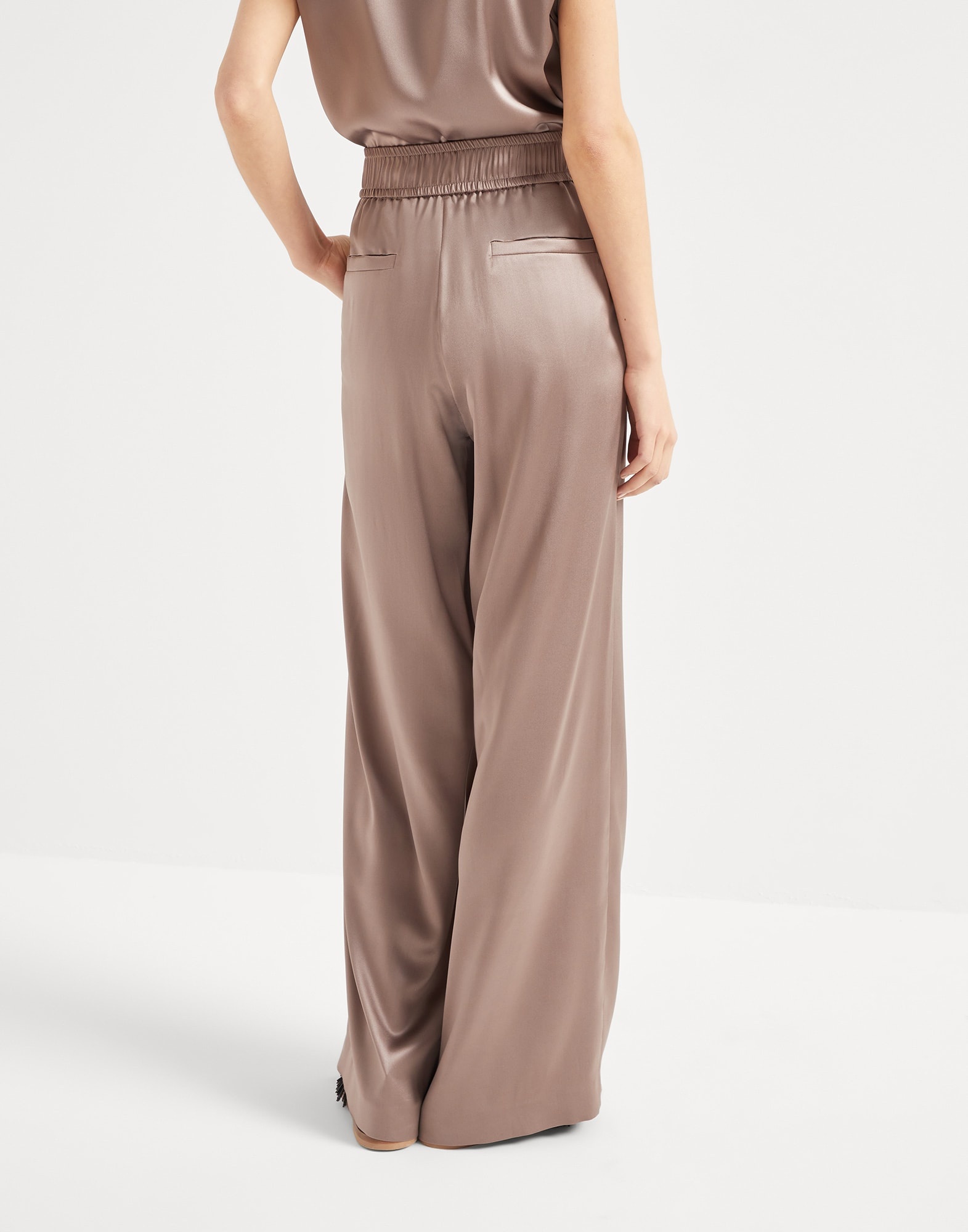 Stretch silk satin track trousers - 2