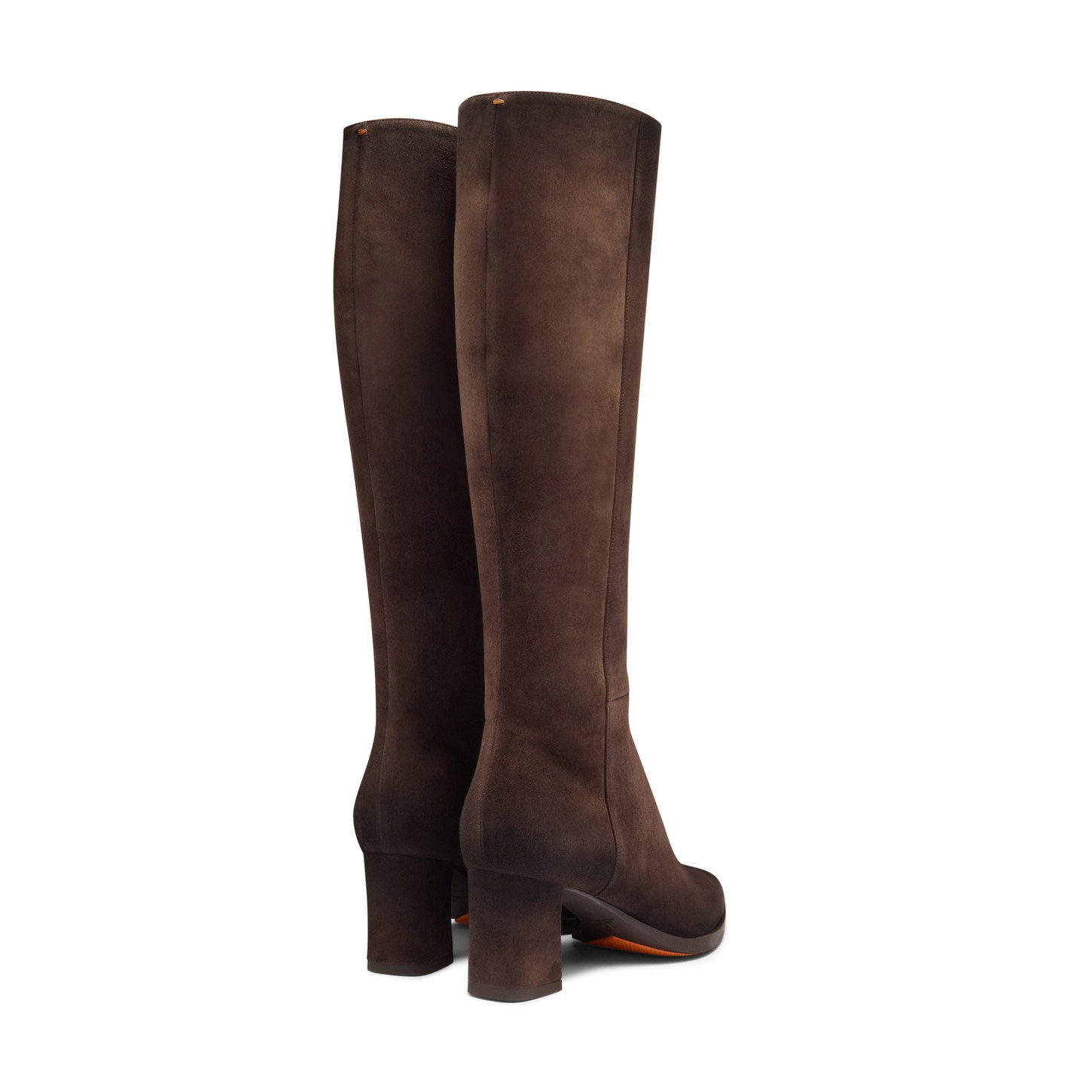 Women's dark brown suede mid-heel boot - 3