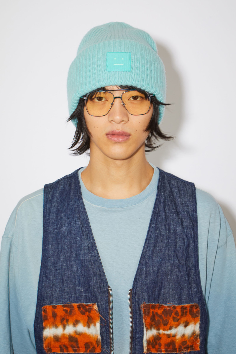 Acne Studios Ribbed knit beanie hat - Turquoise blue - FA-UX