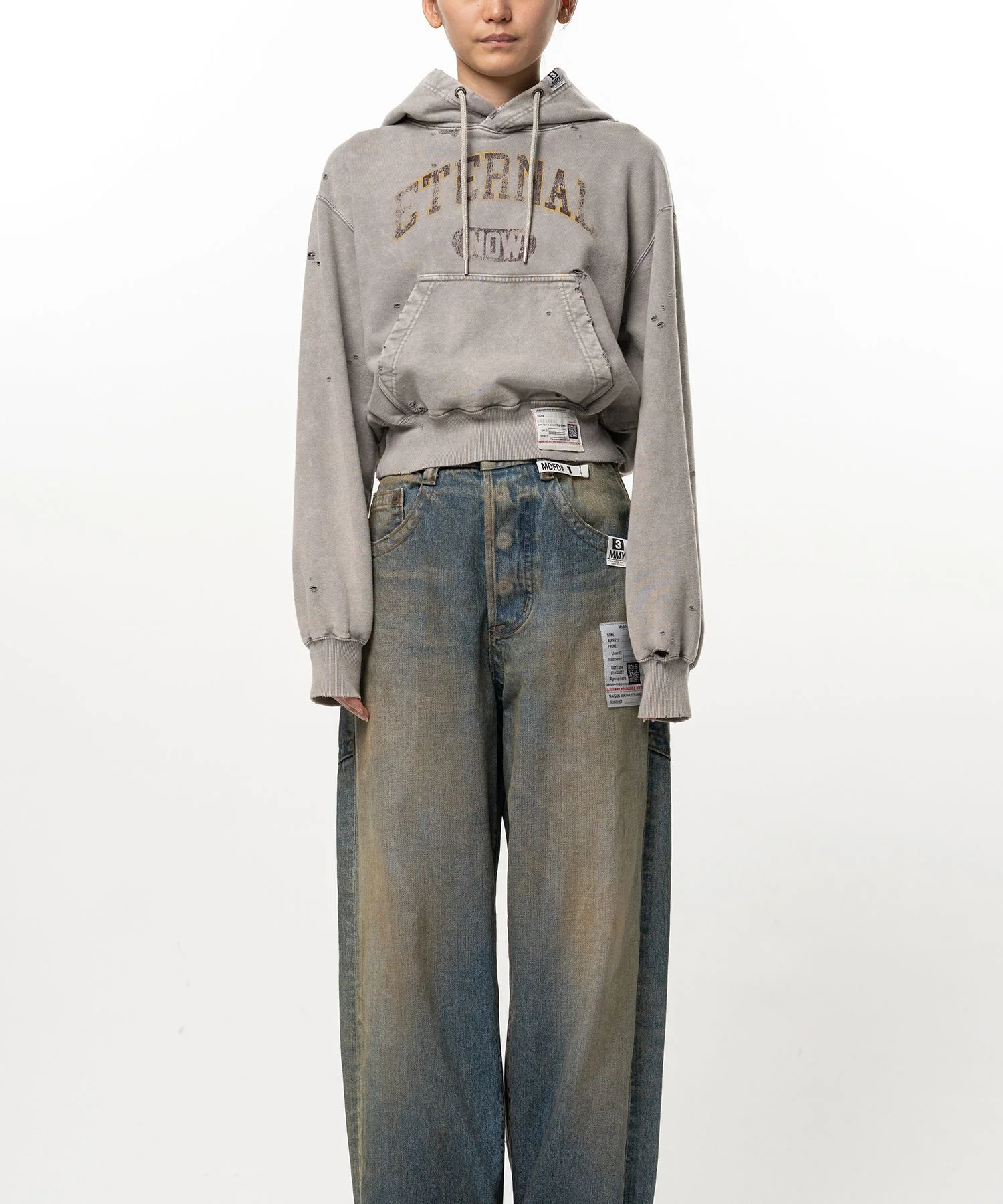 Bleached College Print Hoodie - 1