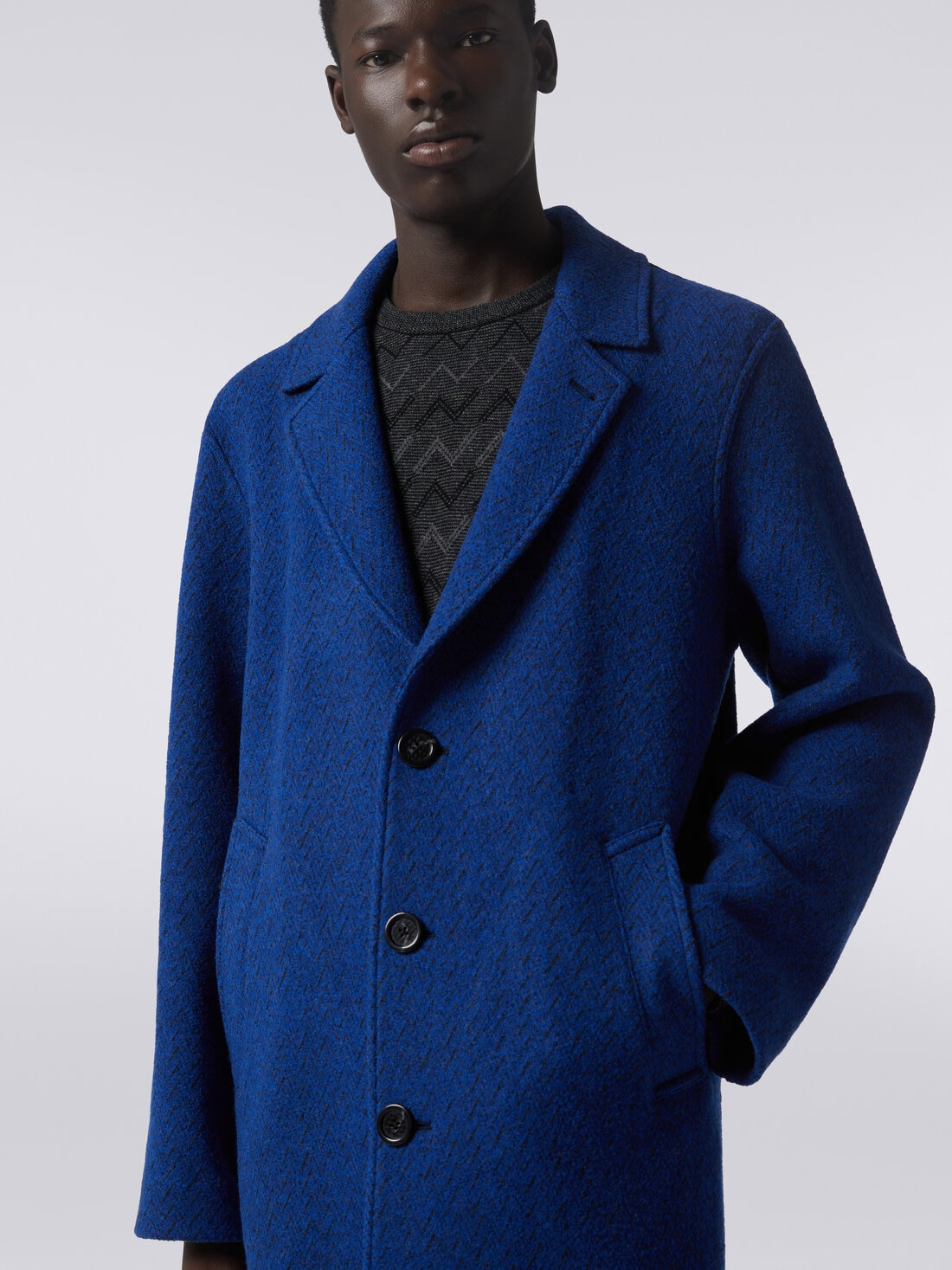 Boiled wool herringbone coat - 5