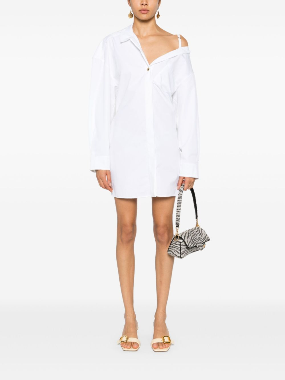 JACQUEMUS Poplin Asymmetric Mini Dress - 4