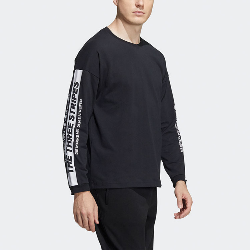 adidas Men's adidas Sleeve Alphabet Pattern Round Neck Pullover Black HD0083 outlook