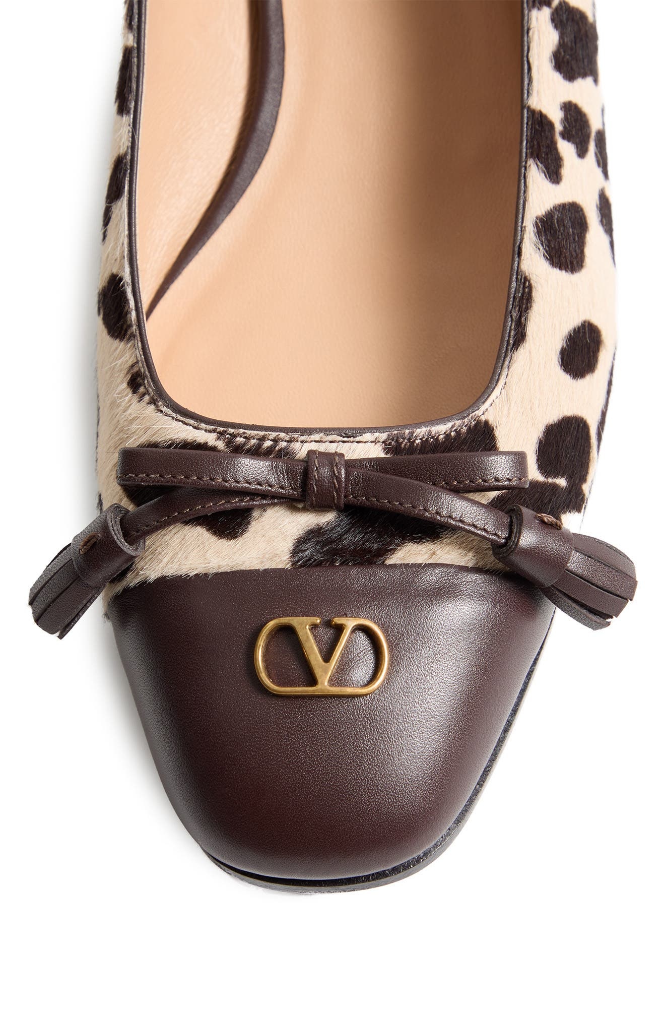 Valentino Garavani Valet du Roi Genuine Calf Hair Ballet Flat in Natural Print Calf Hair/Brown at No - 6
