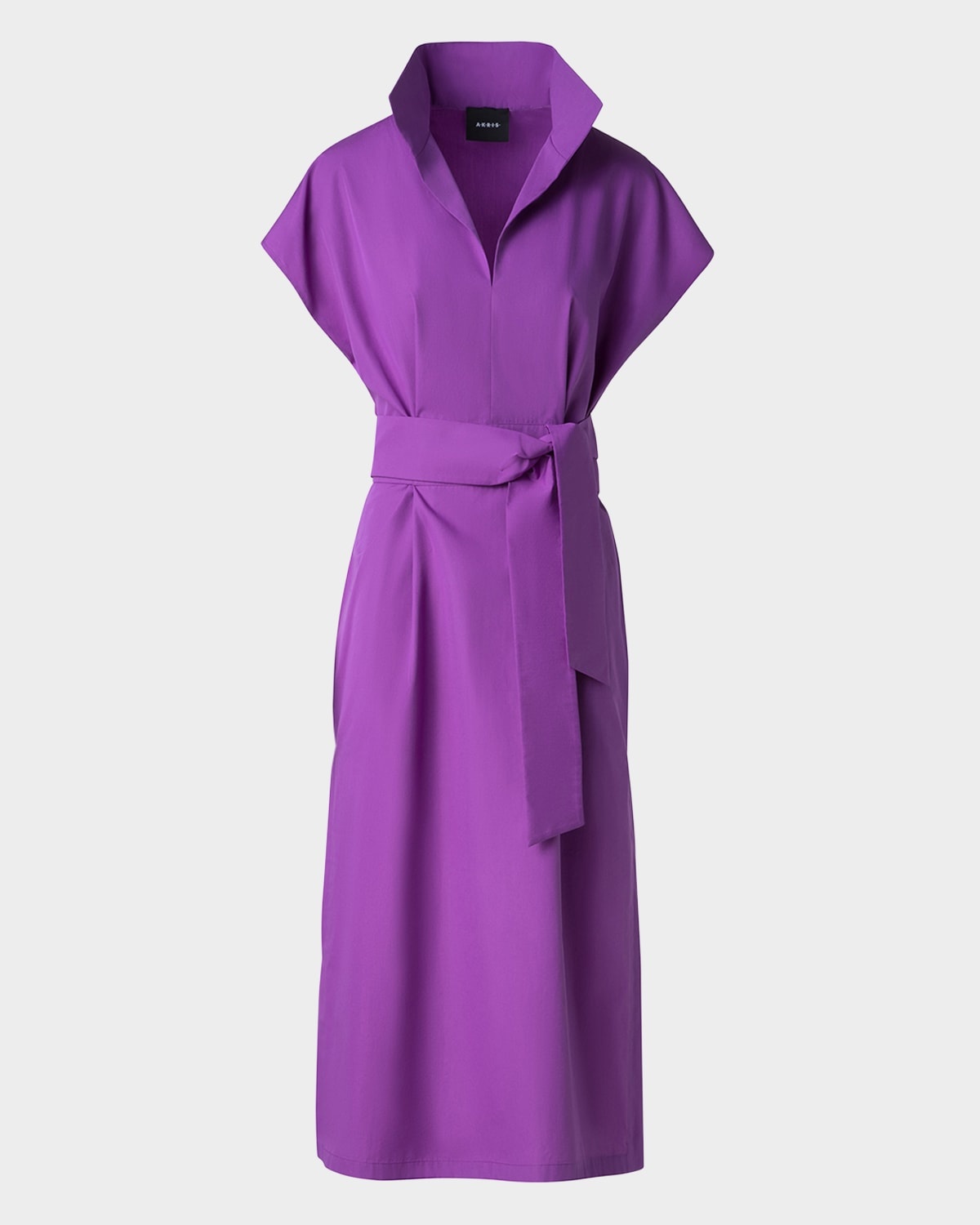 Short-Sleeve Belted Midi Shirtdress - 1