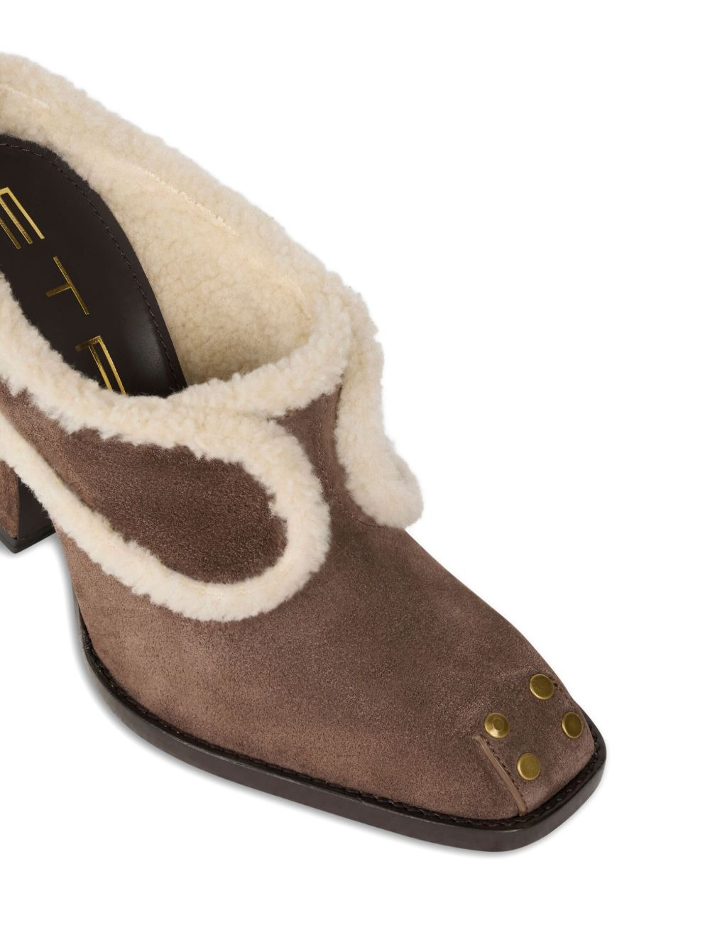 105mm shearling-trimmed suede mules - 4