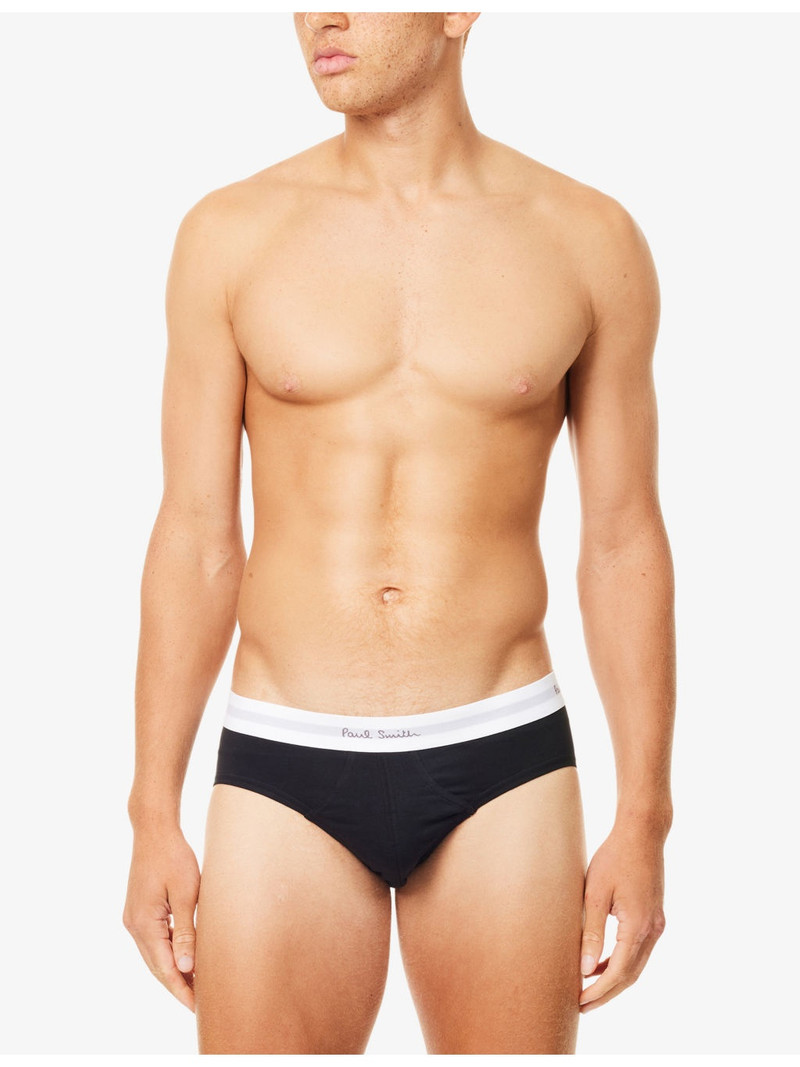 Paul Smith Branded-Waistband Pack of Three Cotton-Jersey Briefs outlook