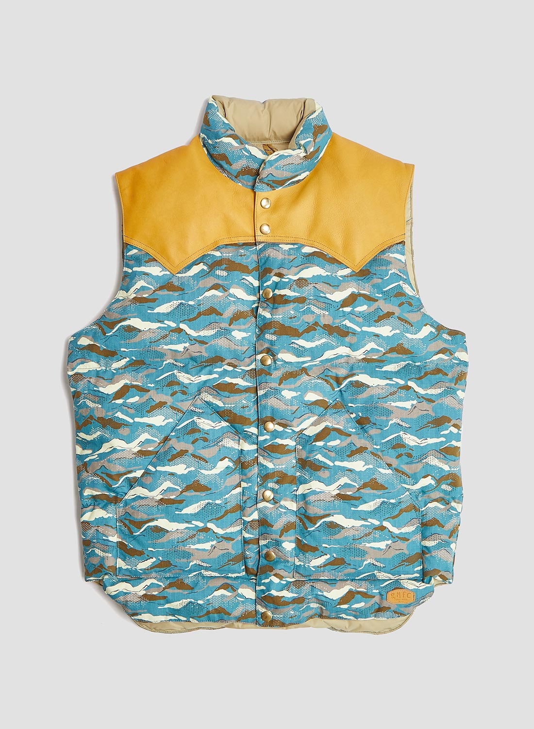 Rocky Mountain Featherbed x Nigel Cabourn Down Vest Mountain Camo in Blue - 1