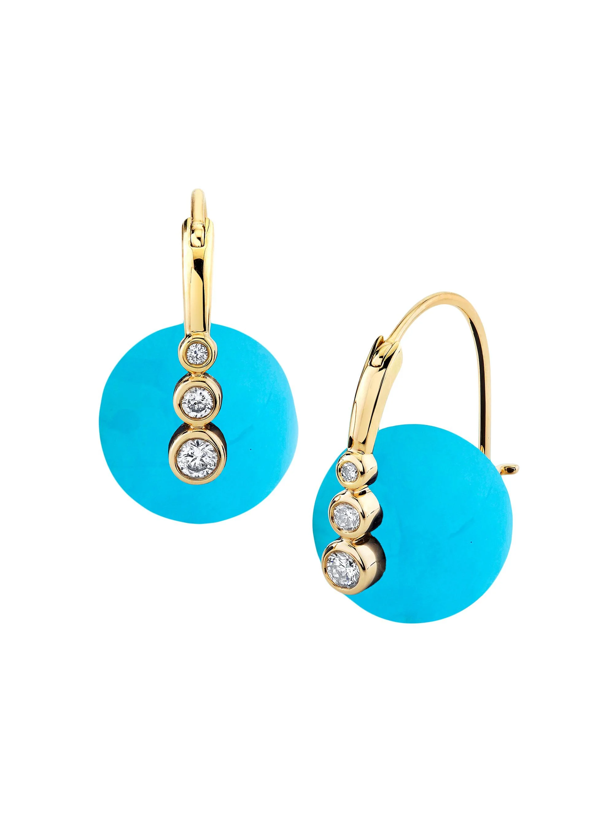 Women's Overboard 14K Yellow Gold, Turquoise & 0.2 TCW Diamond Earrings - Turquoise - 1