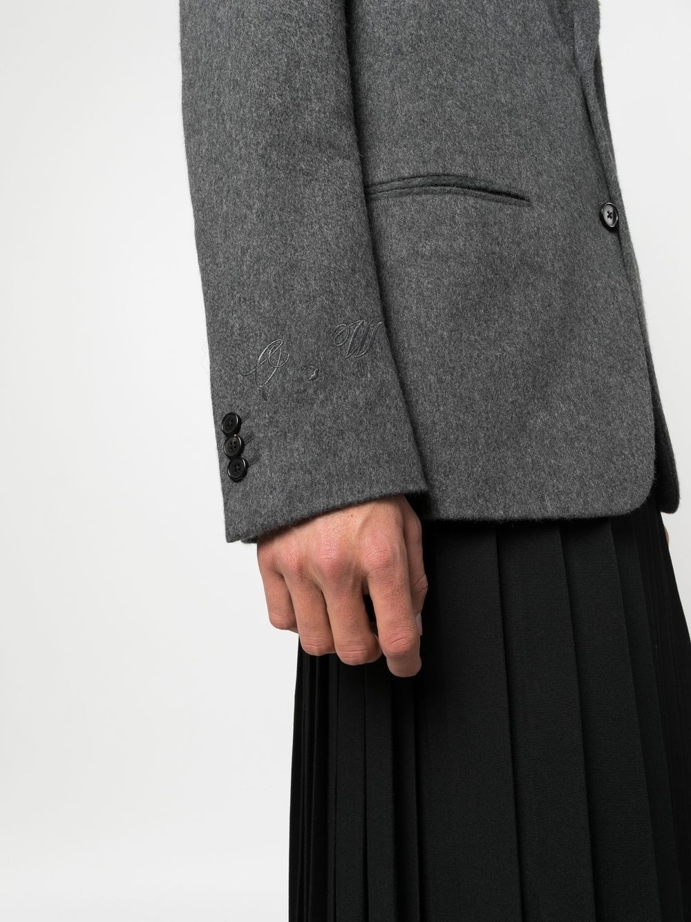 logo patch single-breasted blazer - 5