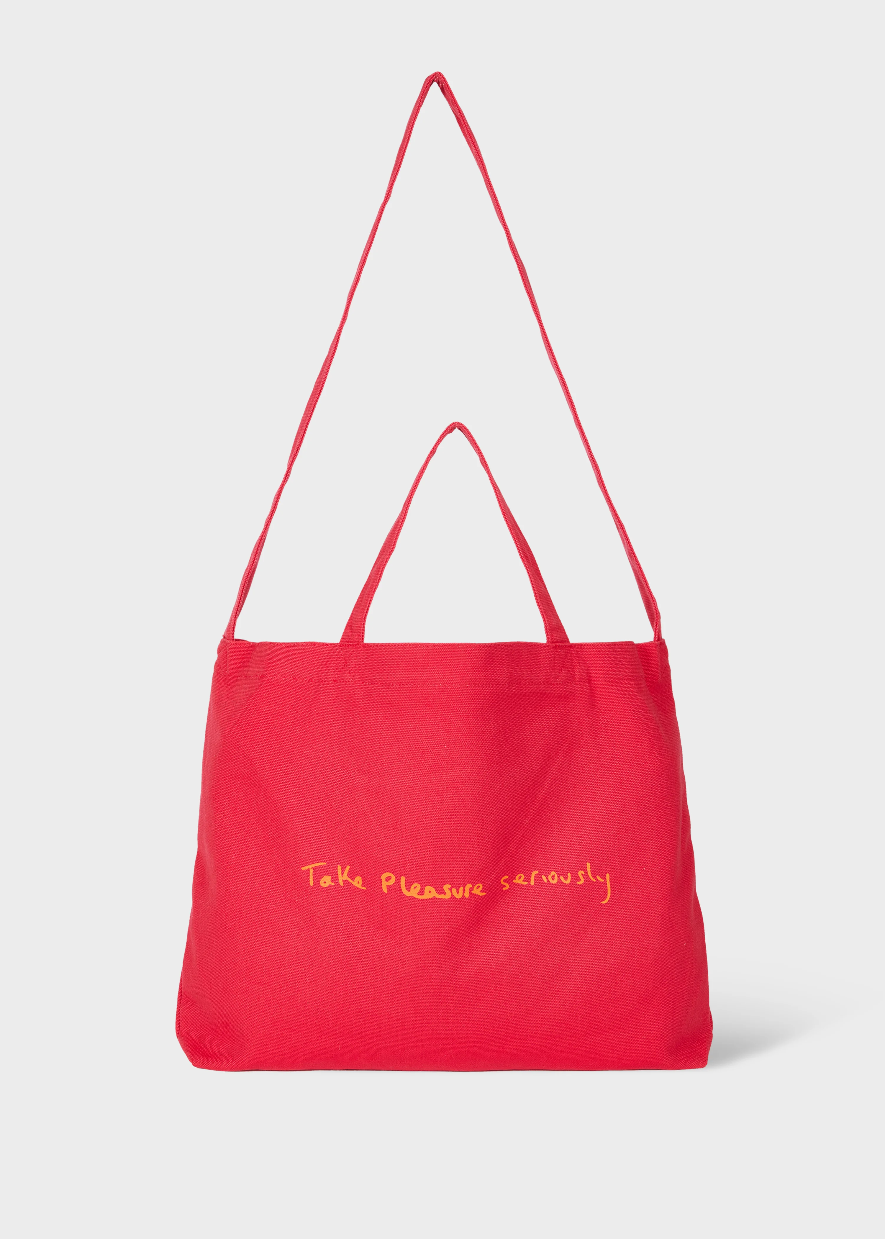 Red Cotton-Canvas Quote Tote Bag - 1