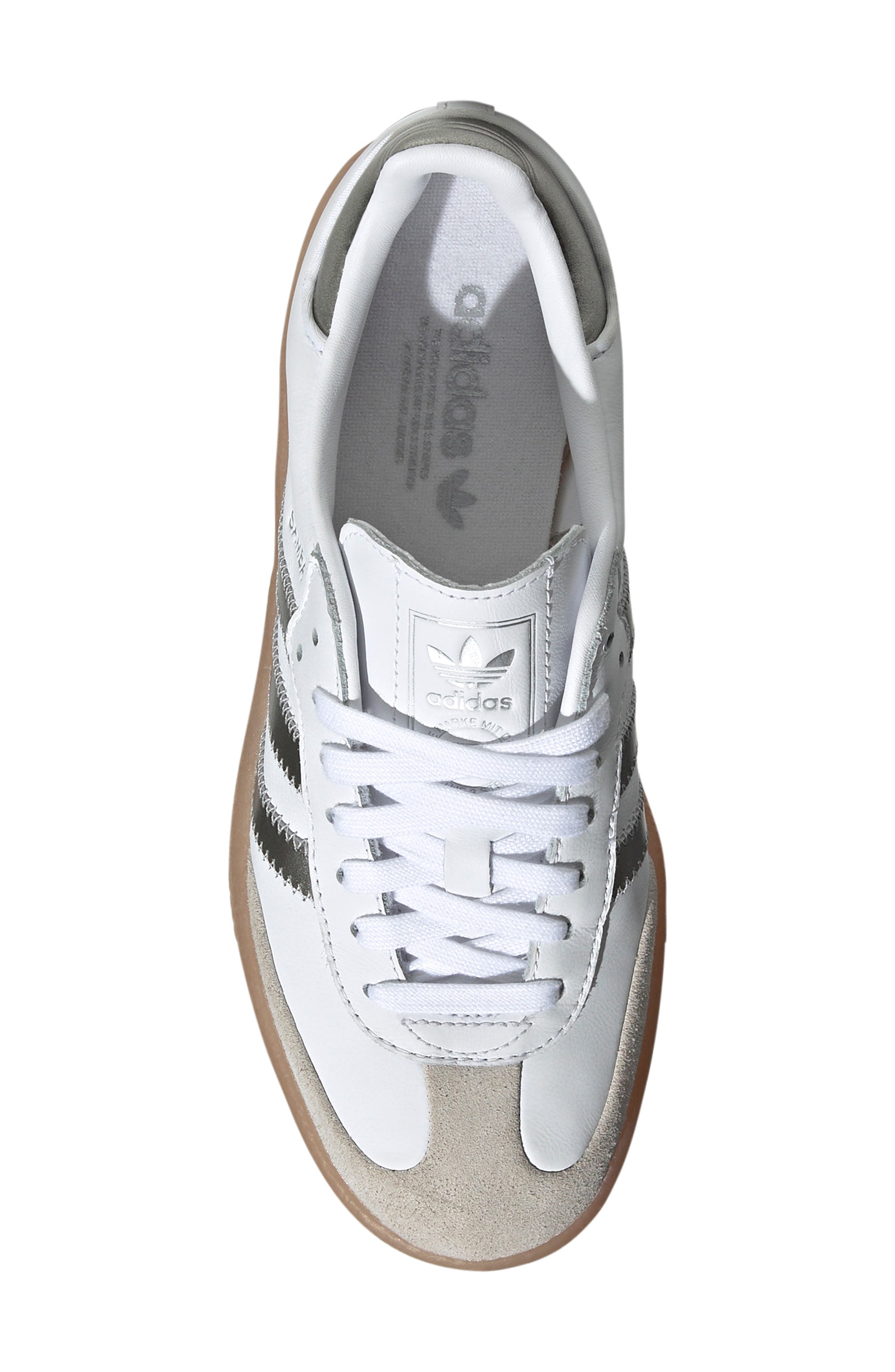 adidas Sambae Sneaker in White/Silver Metallic/Gum at Nordstrom - 4