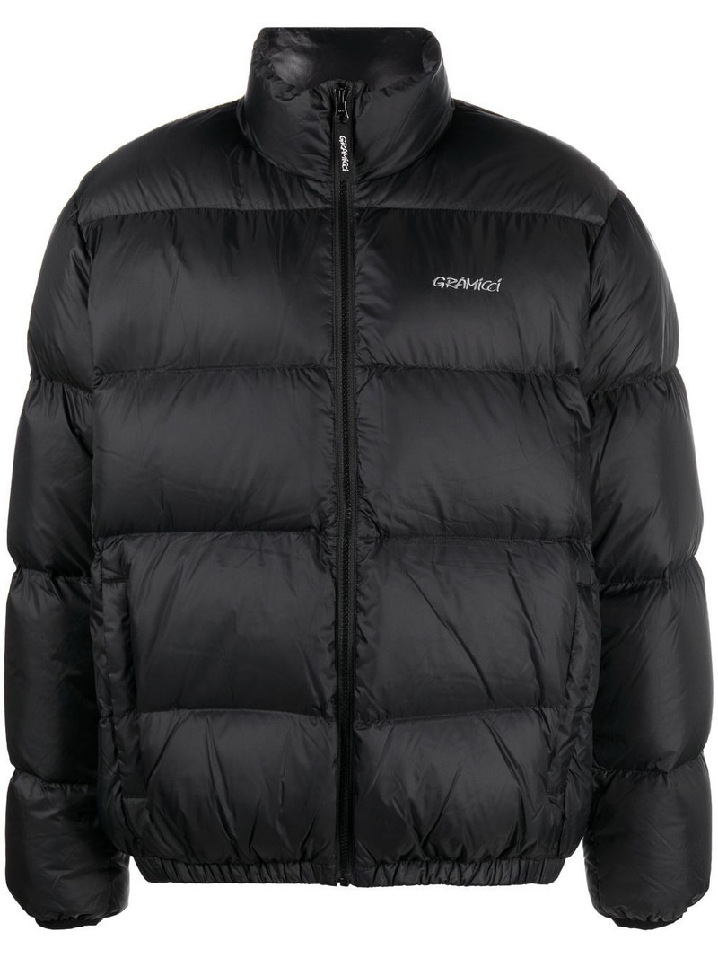logo-embroidered down puffer jacket 1