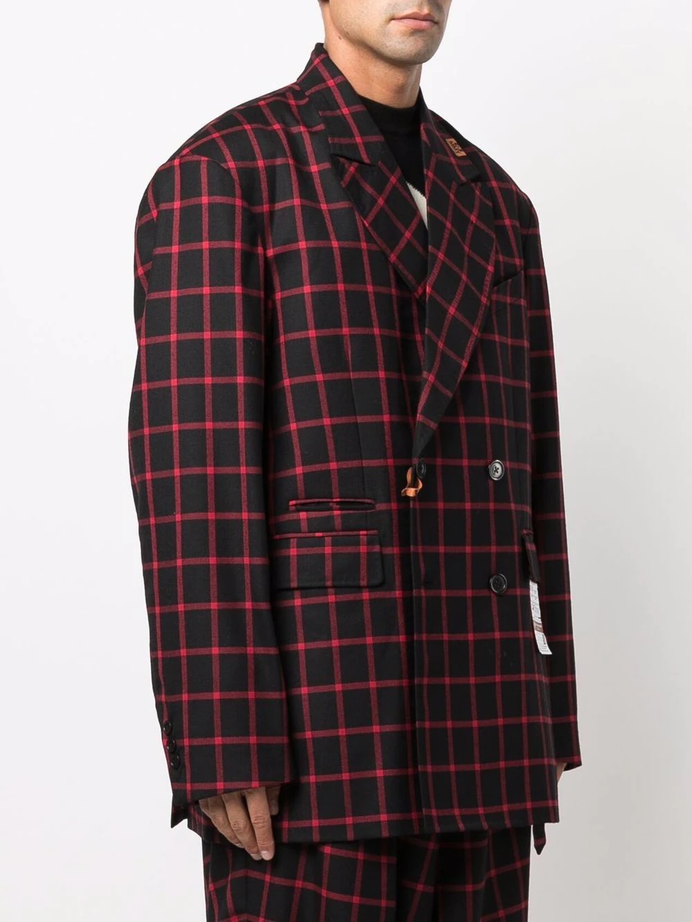 checked double breasted coat - 3