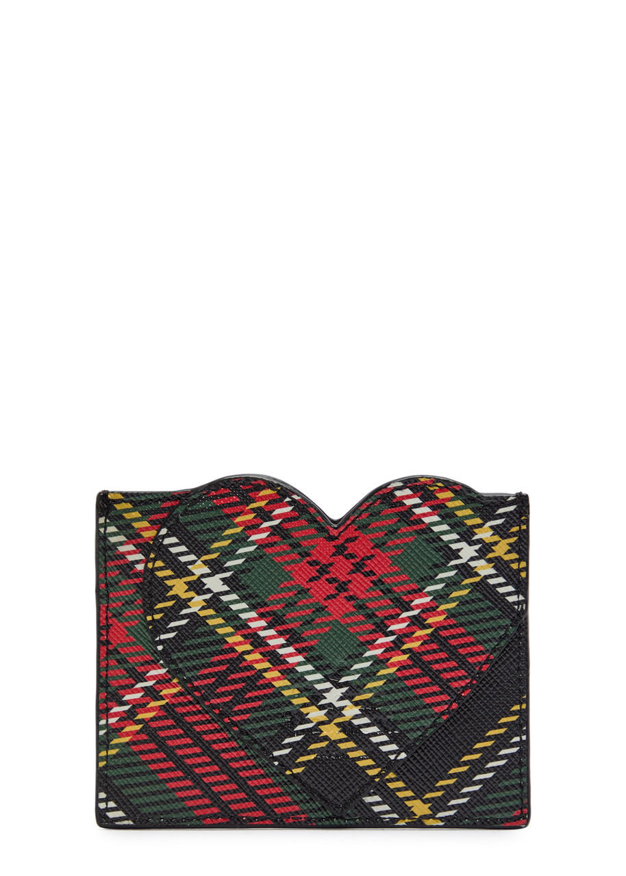 Vivienne Westwood Heart Tartan-print Faux Saffiano Leather Card Holder - 2
