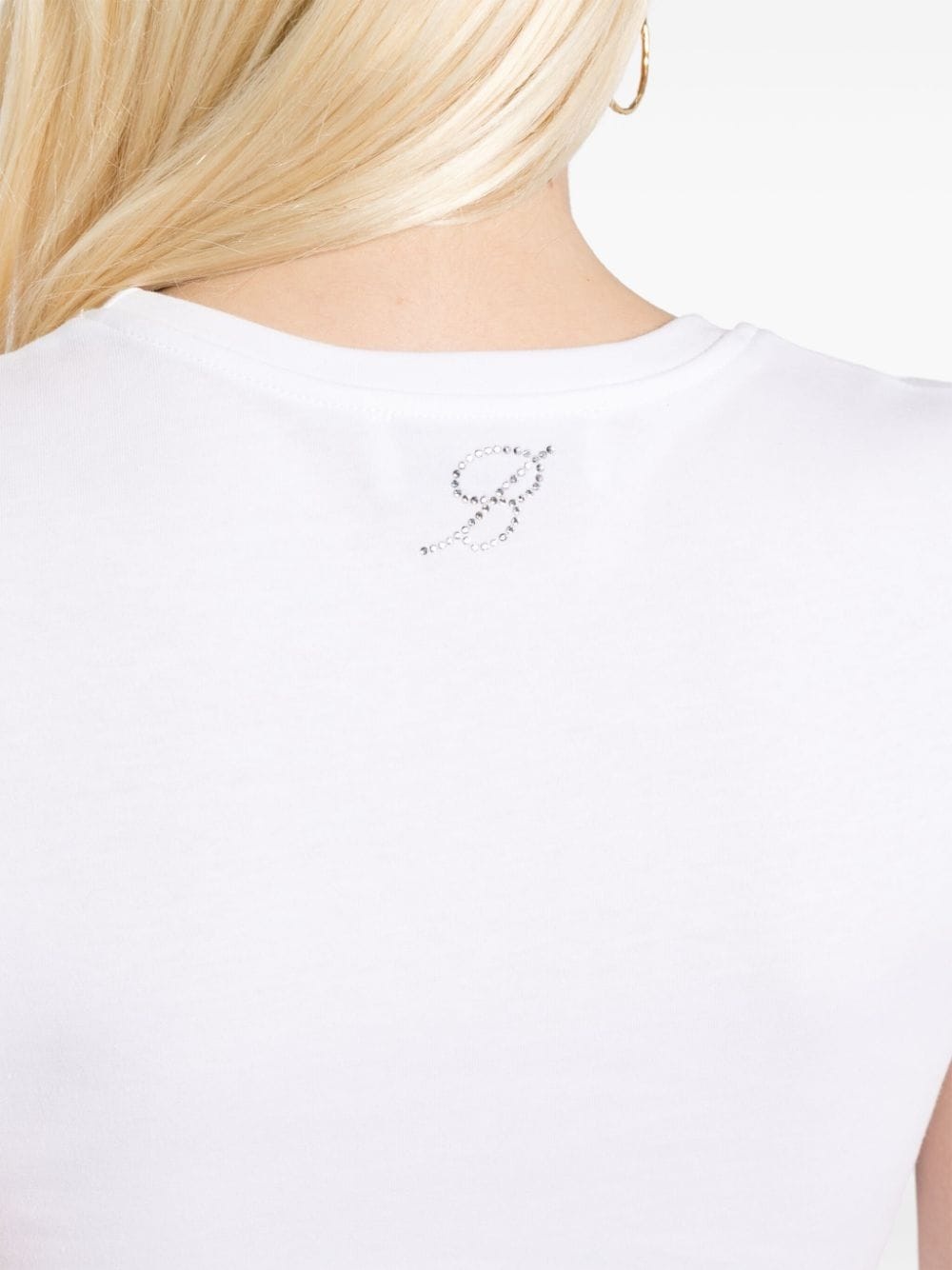 rose-brooch cotton T-shirt - 10