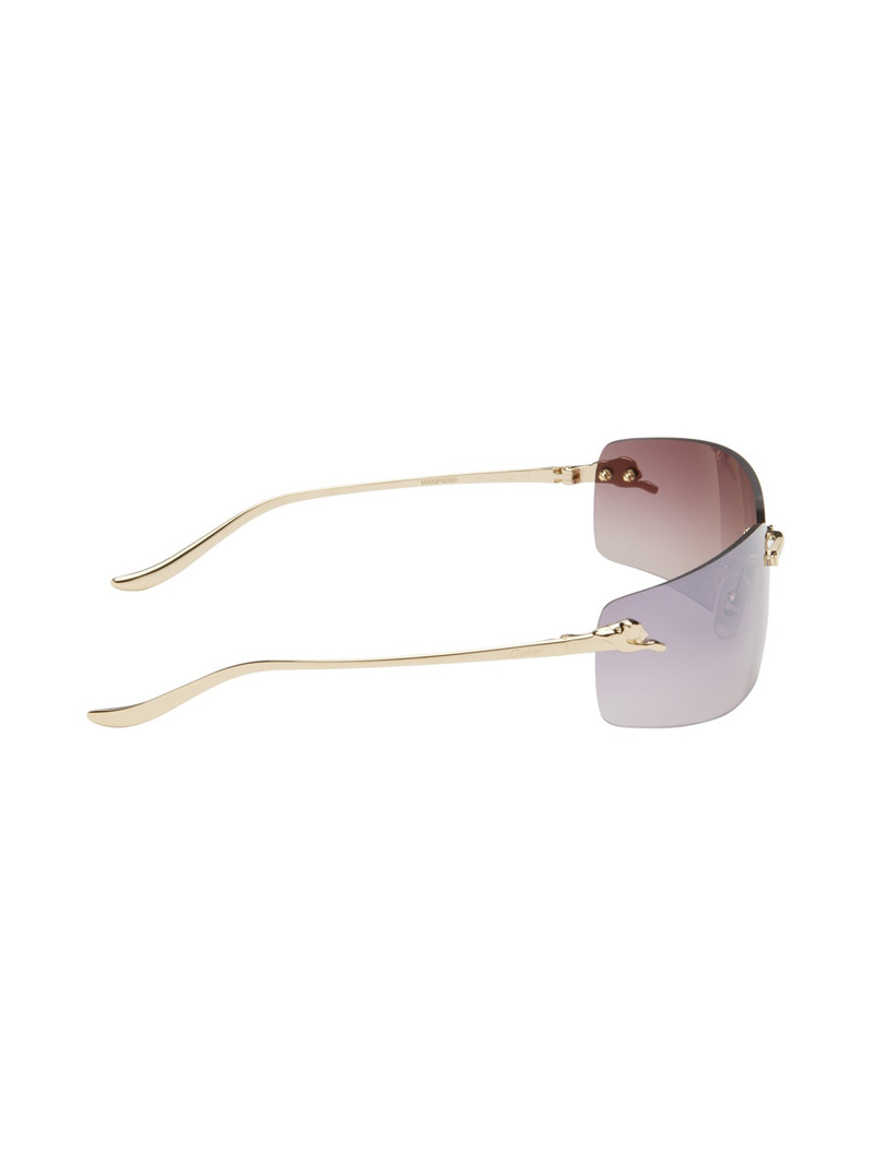Cartier Gold 'Panthère de Cartier' Rectangular Metal Sunglasses outlook