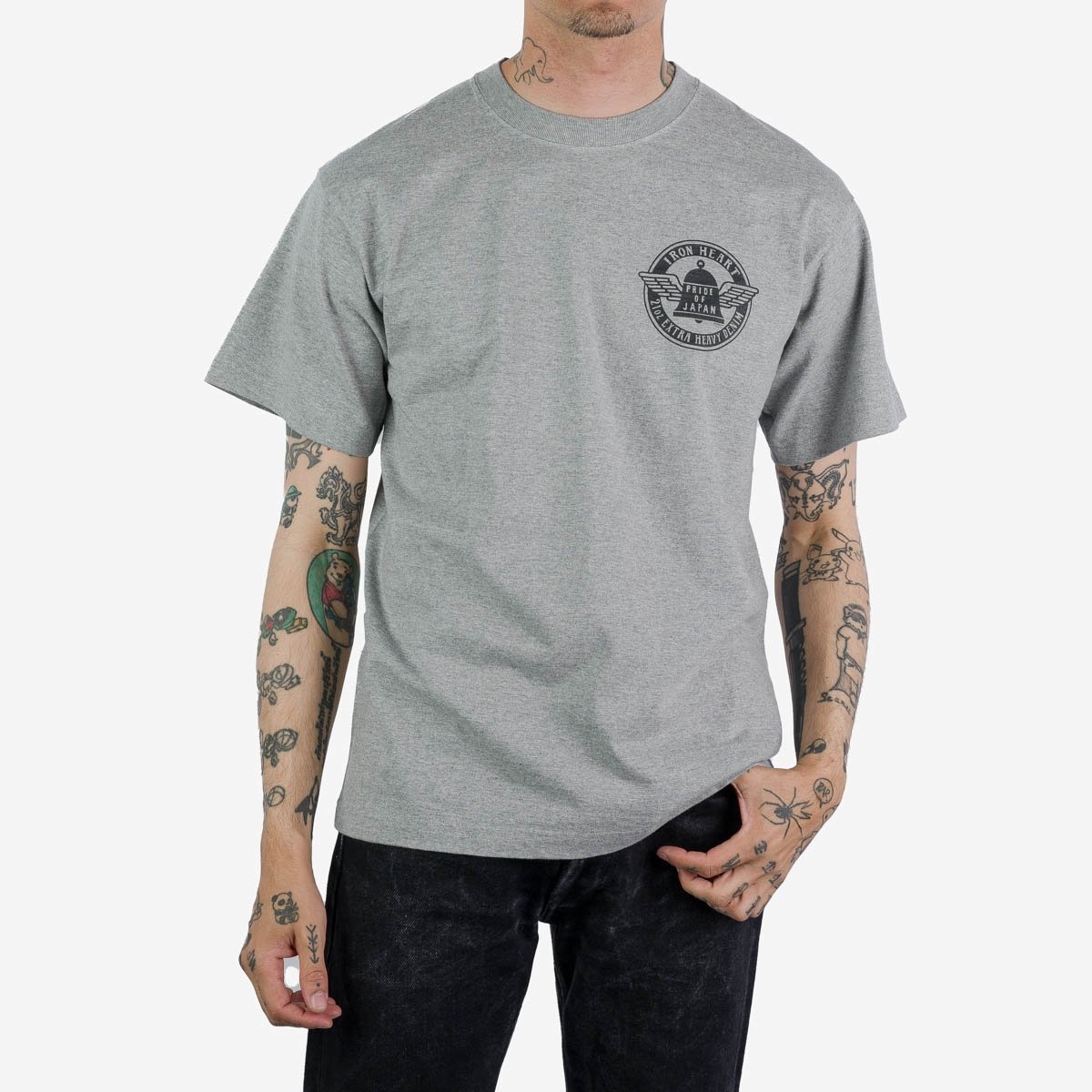 IHPT-2301-GRY 7.5oz Printed Loopwheel Crew Neck T-Shirt - Grey - 3