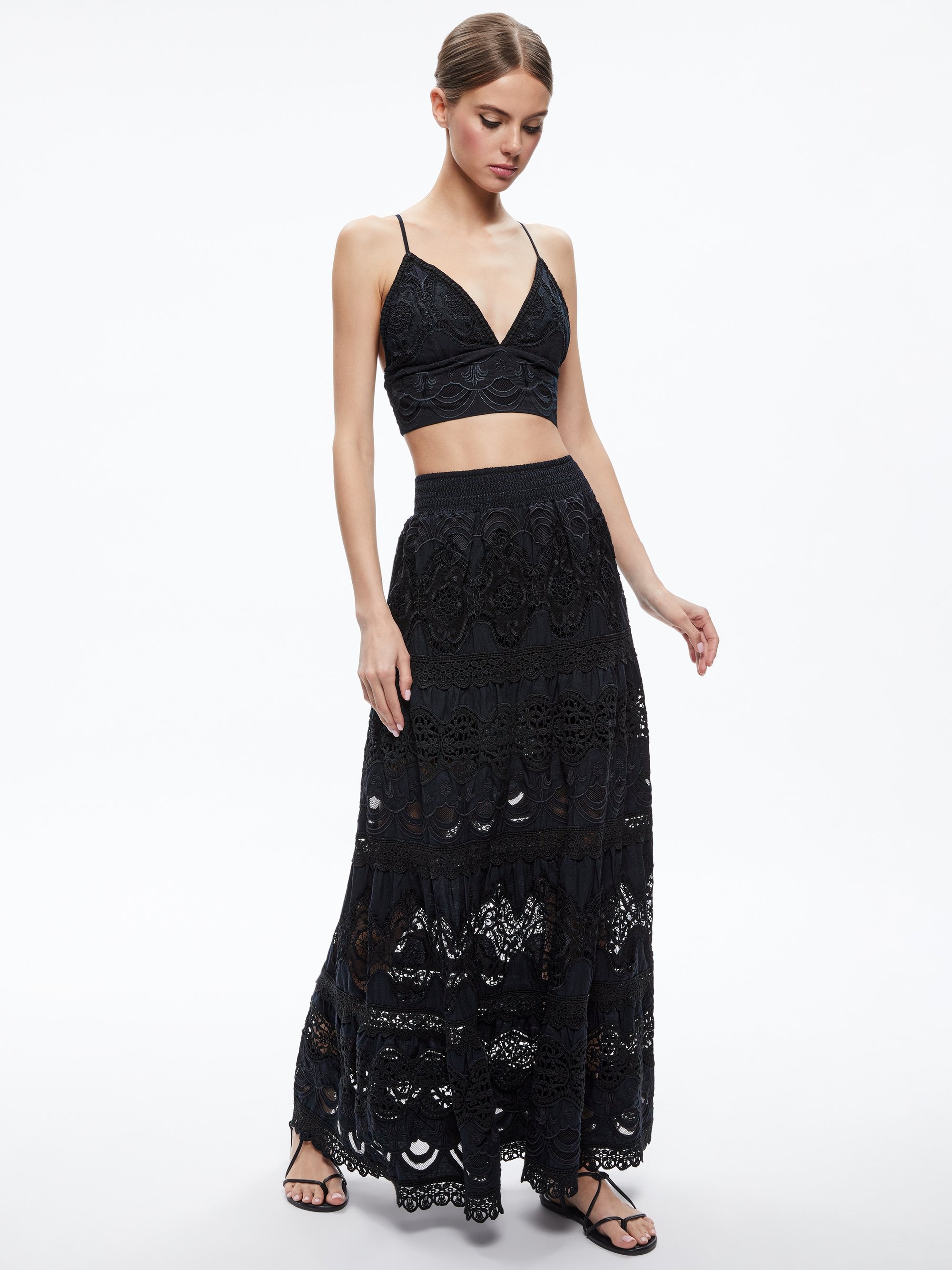 CALI EMBROIDERED TIERED MAXI SKIRT - 6