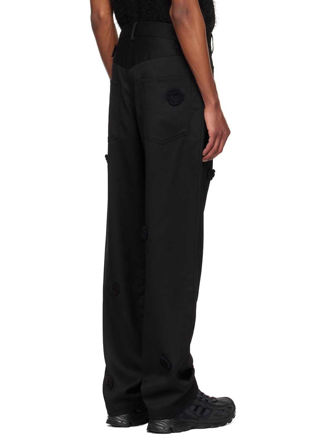 Black Daisy Long Work Trousers - 3