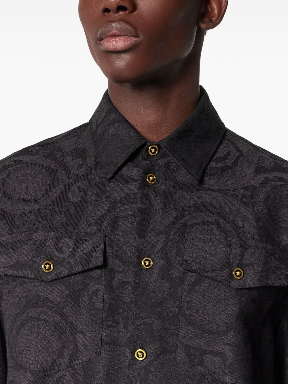 Barocco jacquard chambray shirt - 5