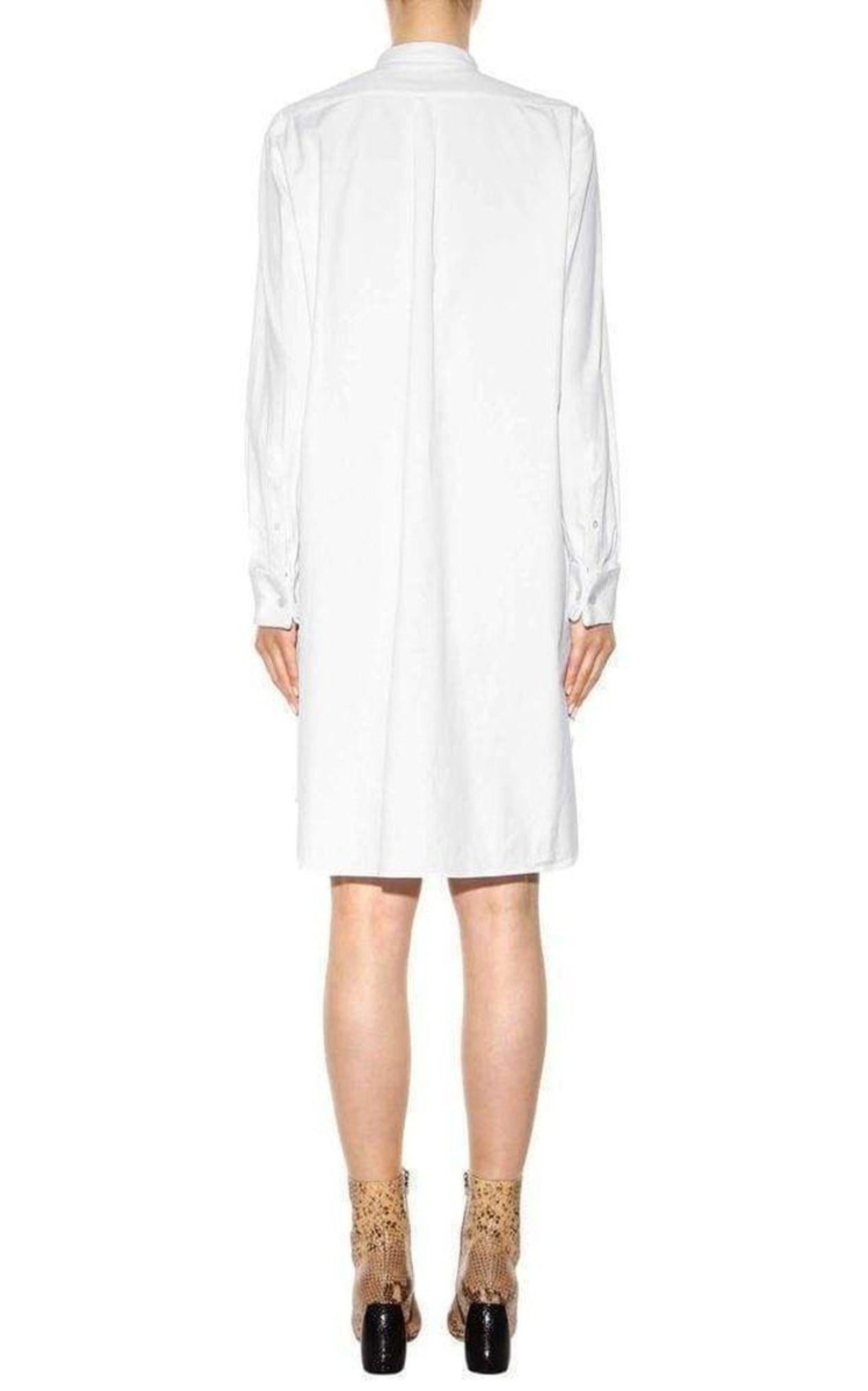 White Cotton Shirt Dress - 3
